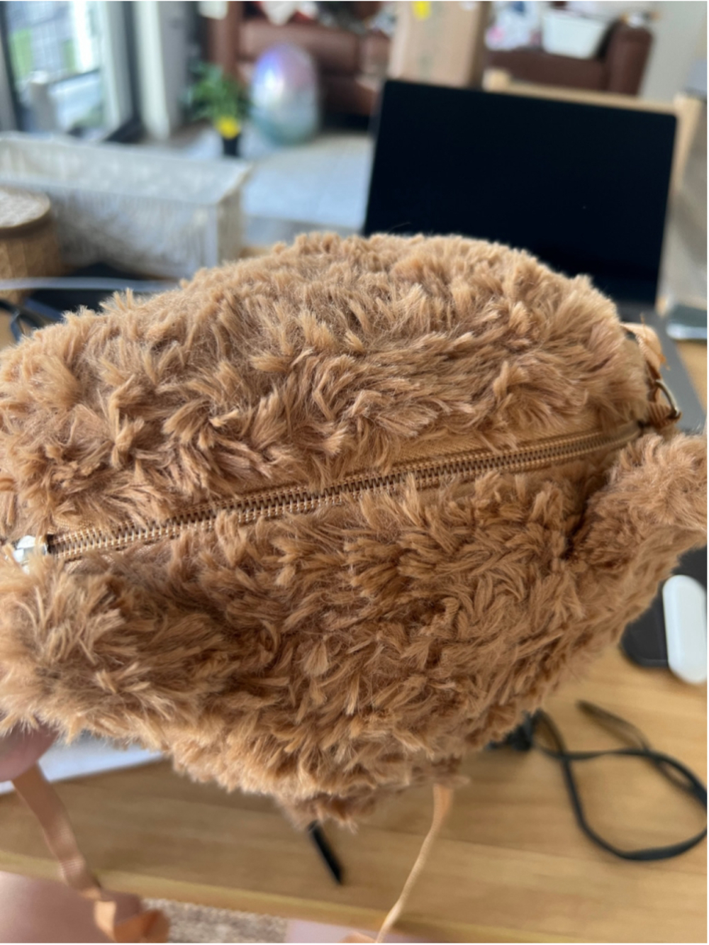 Brown Faux Fur Teddy Bear Crossbody Bag Novelty Purse Jellycat Style